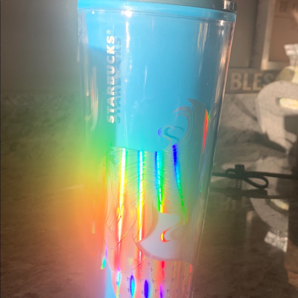 Blue Tall Starbucks Mermaid Tumbler with straw. - Picture 4 of 4